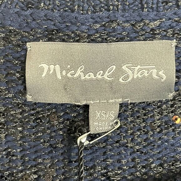NWT Michael Stars Navy Boat Hi Low Women's Size XS Long‎ Sleeve Sequin Sweater - Picture 8 of 9